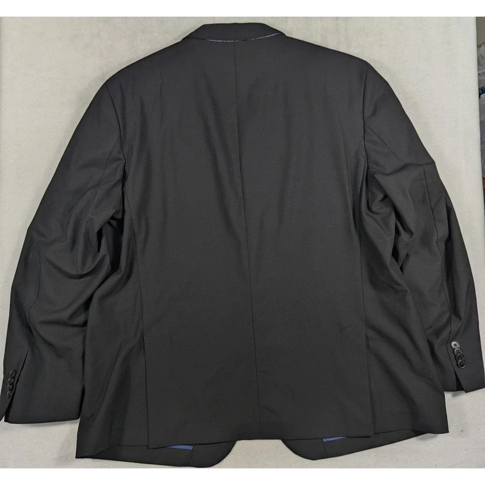 Cole Haan Grand.OS Mens 48R Black Wool Blend Unstructured Two Button Blazer